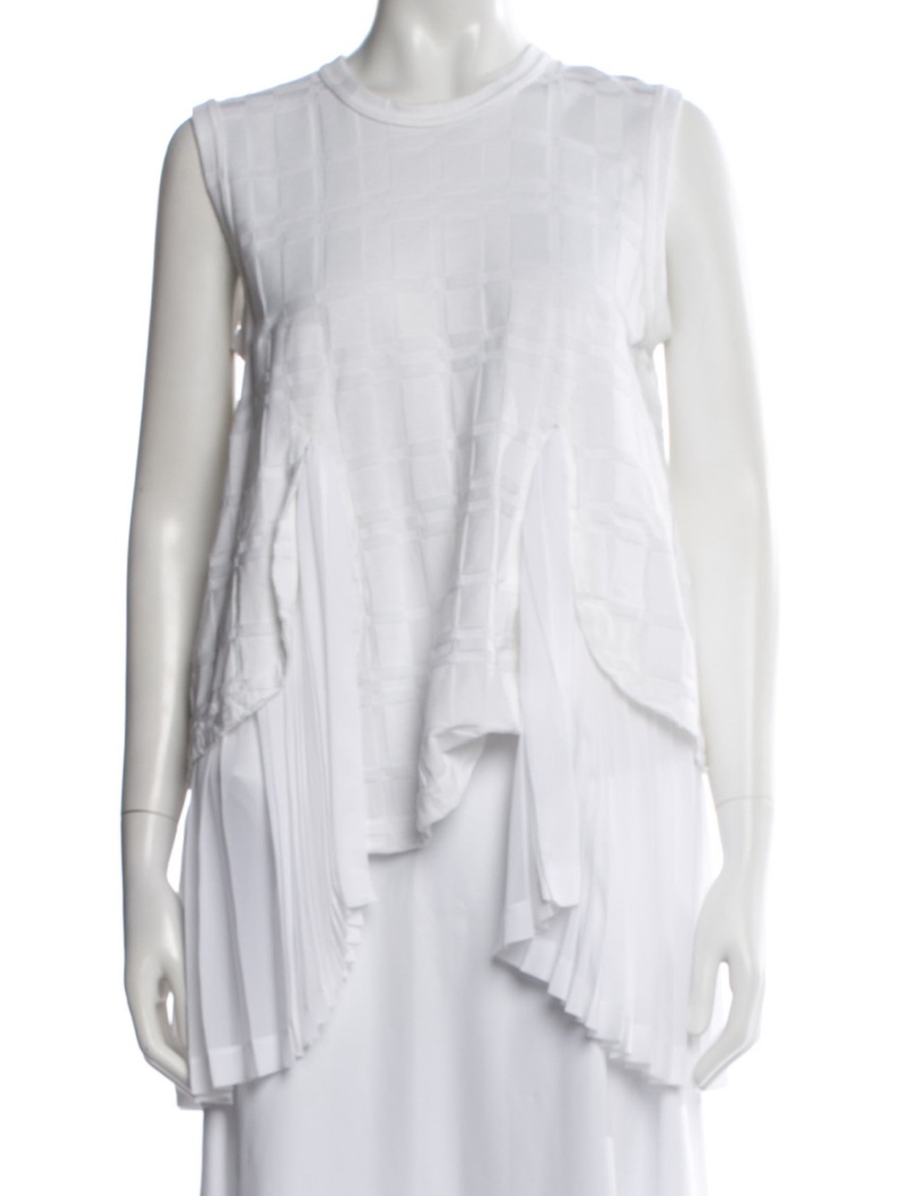 CDG Sleeveless Top w Pleated Hem Overlay